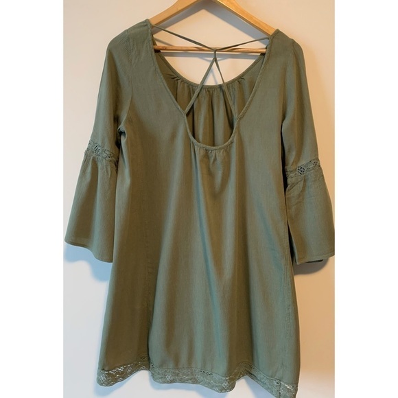 Aerie Peasant Green Oversized Scoop Back Dress Size Small - Picture 11 of 16